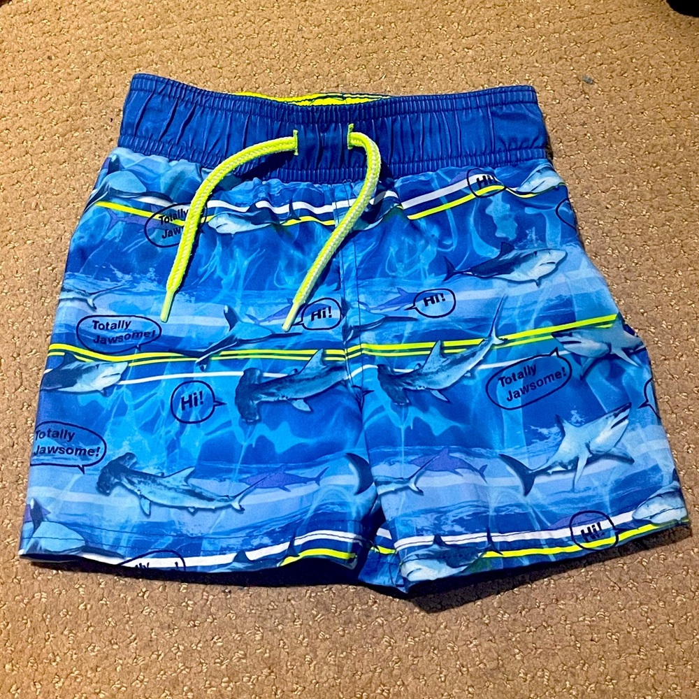 Kids Blue Shark Print Swim Shorts
